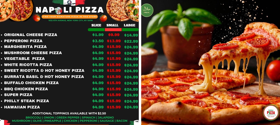 Napoli Pizza Menu
